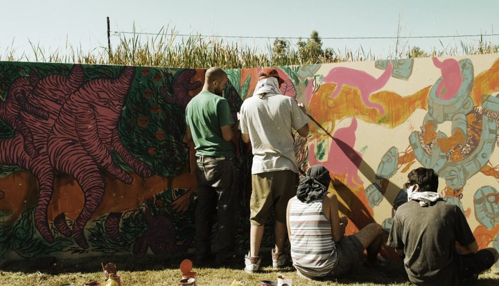 Durante el segundo encuentro de artistas visuales en Espacios del Monte.